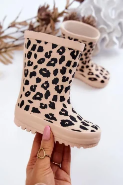 Outlet Dziecięce Kalosze W Panterkę Beżowe Nanny Dzieci Dziewczęce