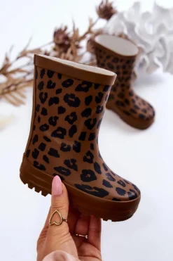 Best Boto Dziecięce Kalosze W Panterkę Brązowe Nanny