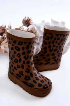 Best Boto Dziecięce Kalosze W Panterkę Brązowe Nanny