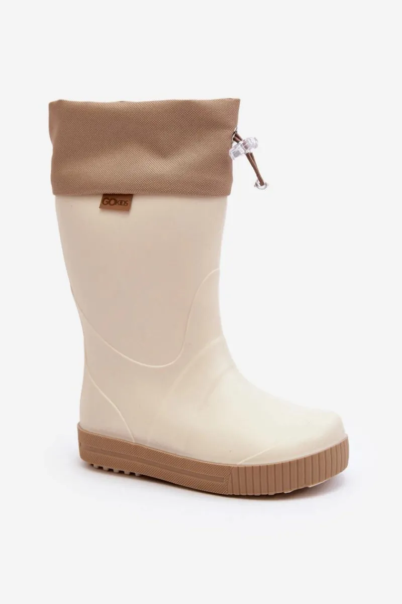 Discount Dziecięce Kalosze z Kołnierzem Wave Gokids 983 Beżowe Dzieci Chłopięce|Dziewczęce
