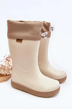 Discount Dziecięce Kalosze z Kołnierzem Wave Gokids 983 Beżowe Dzieci Chłopięce|Dziewczęce