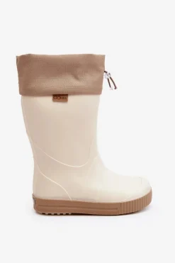 Discount Dziecięce Kalosze z Kołnierzem Wave Gokids 983 Beżowe Dzieci Chłopięce|Dziewczęce