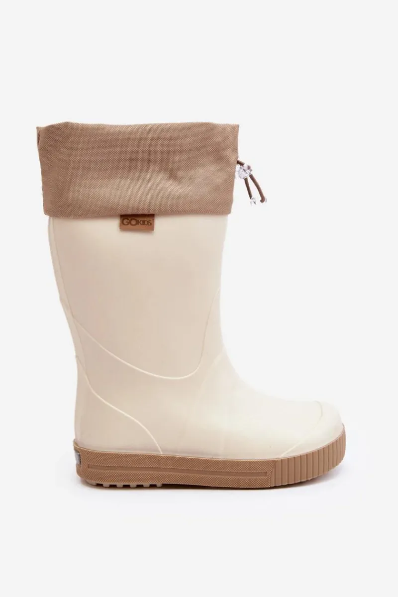 Discount Dziecięce Kalosze z Kołnierzem Wave Gokids 983 Beżowe Dzieci Chłopięce|Dziewczęce