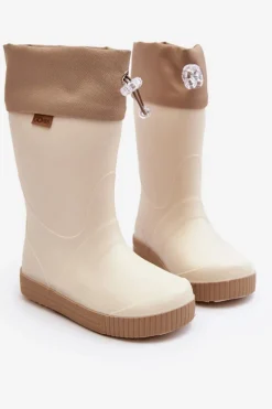 Discount Dziecięce Kalosze z Kołnierzem Wave Gokids 983 Beżowe Dzieci Chłopięce|Dziewczęce