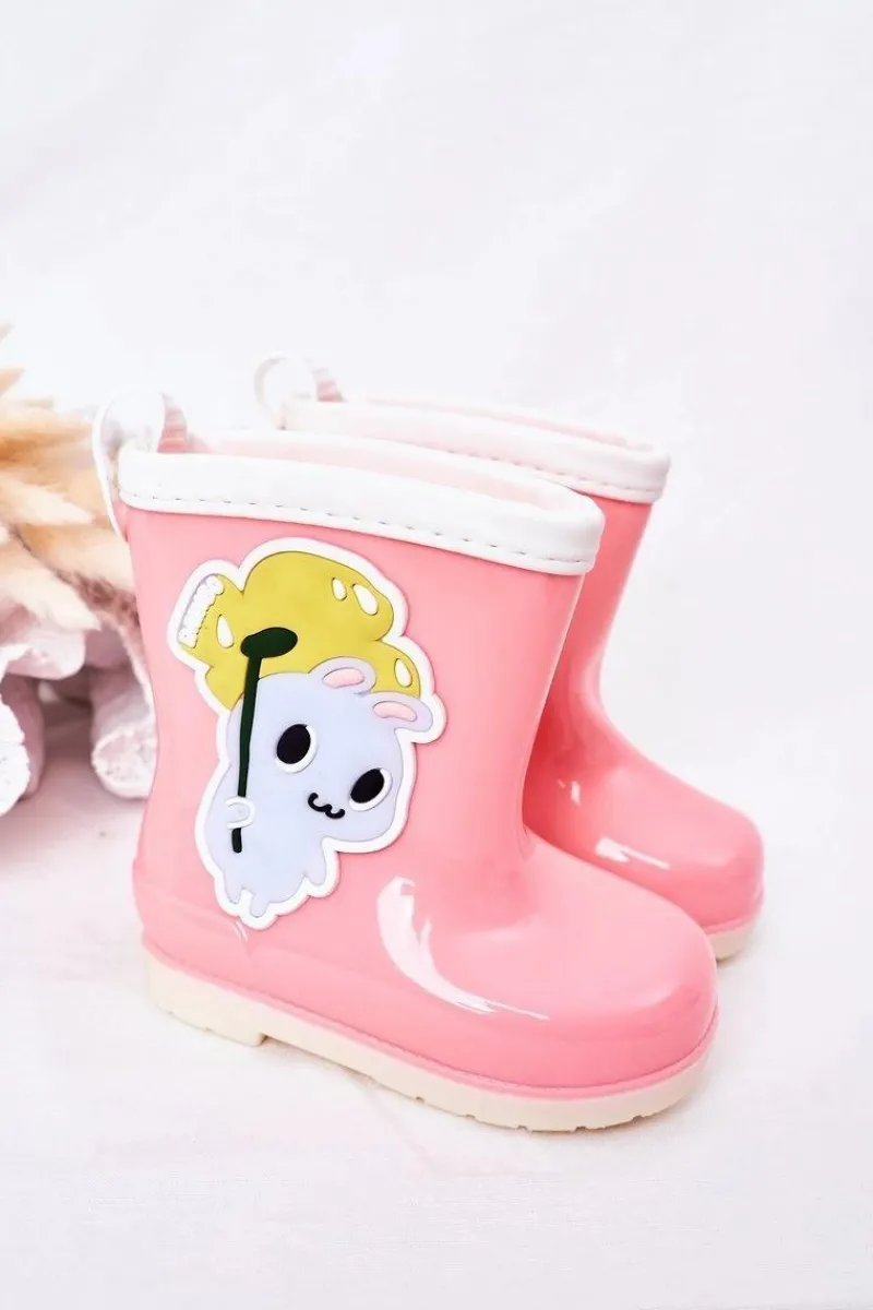 New Dziecięce Kalosze Z Króliczkiem Różowe Dzieci Dziewczęce