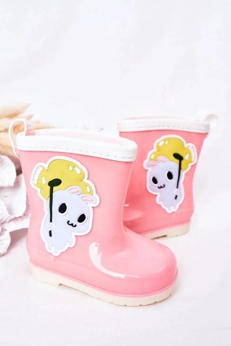 New Dziecięce Kalosze Z Króliczkiem Różowe Dzieci Dziewczęce
