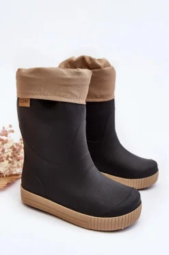 Chłopięce|Dziewczęce>Boto Dziecięce Kalosze Z Ocieplaczem Snow Wave Gokids 981 Czarno-Beżowe Czarny