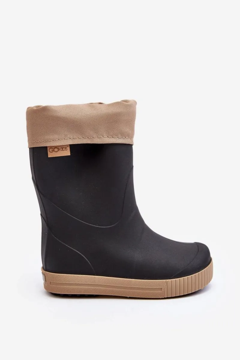 Chłopięce|Dziewczęce>Boto Dziecięce Kalosze Z Ocieplaczem Snow Wave Gokids 981 Czarno-Beżowe Czarny
