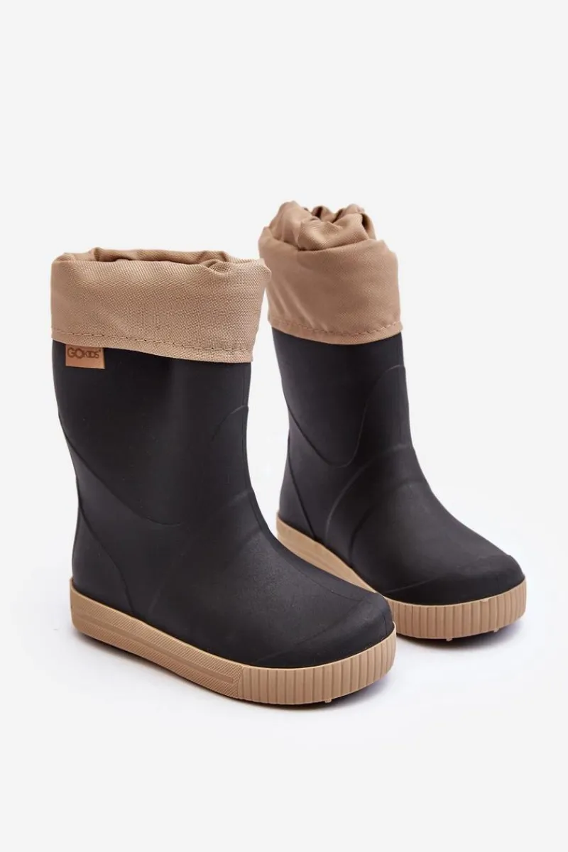 Chłopięce|Dziewczęce>Boto Dziecięce Kalosze Z Ocieplaczem Snow Wave Gokids 981 Czarno-Beżowe Czarny