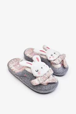 Outlet Dziecięce Kapcie Na Grubej Podeszwie Króliczki Szare Dasca Dzieci Dziewczęce|Back To School
