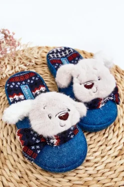 Dziewczęce|Back To School>Boto Dziecięce Kapcie Na Grubej Podeszwie z Misiem e Dasca Niebieski