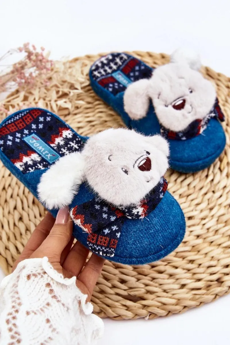 Dziewczęce|Back To School>Boto Dziecięce Kapcie Na Grubej Podeszwie z Misiem e Dasca Niebieski