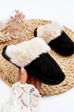 New Boto Dziecięce Kapcie Z Futerkiem Czarne Befana Czarny