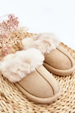 Hot Boto Dziecięce Kapcie Z Futerkiem Beżowe Befana