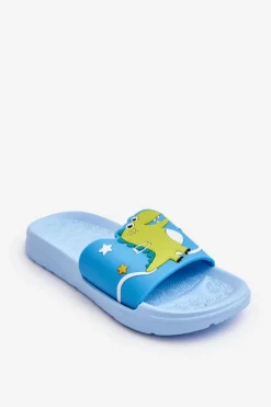 New Dziecięce Klapki Dinozaur T-Rex Niebieskie Bernis Dzieci Chłopięce|Dziewczęce