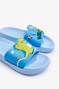 New Dziecięce Klapki Dinozaur T-Rex Niebieskie Bernis Dzieci Chłopięce|Dziewczęce