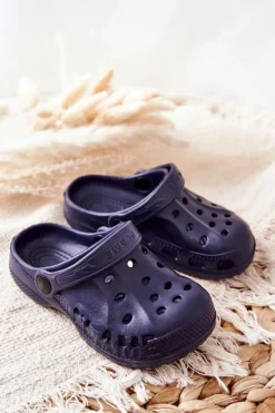 Discount Dziecięce Klapki Domowe Granatowe Kroksy Dzieci Chłopięce|Dziewczęce