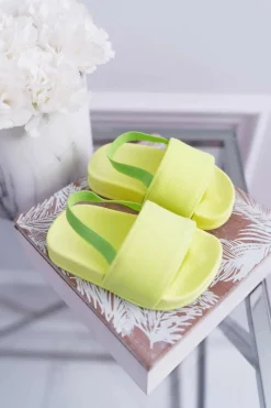 Dziewczęce>Boto Dziecięce Klapki Dziewczęce Brokat Limonkowe Rimia