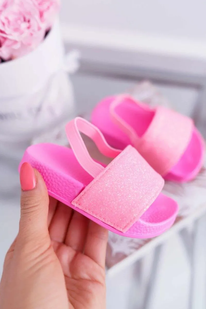 Discount Boto Dziecięce Klapki Dziewczęce Brokat Różowe Rimia