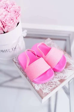 Discount Boto Dziecięce Klapki Dziewczęce Brokat Różowe Rimia