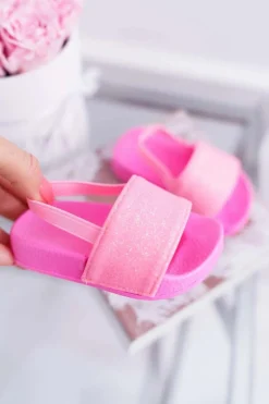 Discount Boto Dziecięce Klapki Dziewczęce Brokat Różowe Rimia