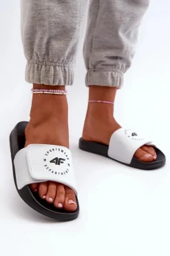 Chłopięce|Dziewczęce>4F Dziecięce Klapki JMM00FFLIF042-10S Biało-Czarne