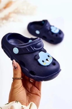 New Dziecięce Klapki Kroksy Miś 159X110 Granatowe Dzieci Chłopięce|Dziewczęce