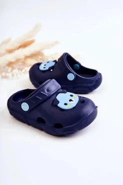 New Dziecięce Klapki Kroksy Miś 159X110 Granatowe Dzieci Chłopięce|Dziewczęce