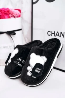 Clearance Dziecięce Klapki Papcie Z Misiem Czarne Go To School Dzieci Chłopięce|Dziewczęce