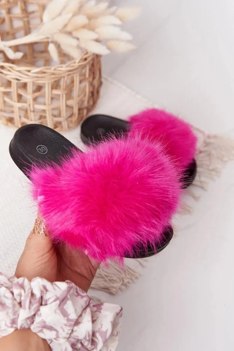 Hot Dziecięce Klapki Z Futerkiem Fuksja Fashionista Damskie Dziewczęce|Klapki Z Futerkiem