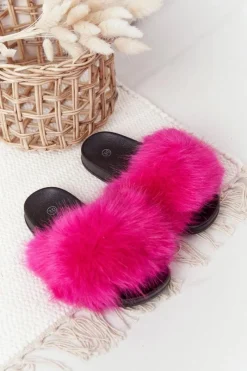 Hot Dziecięce Klapki Z Futerkiem Fuksja Fashionista Damskie Dziewczęce|Klapki Z Futerkiem