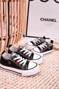 Outlet Big Star Shoes Dziecięce Klasyczne Niskie Trampki BIG STAR HH374194 Czarne Czarny