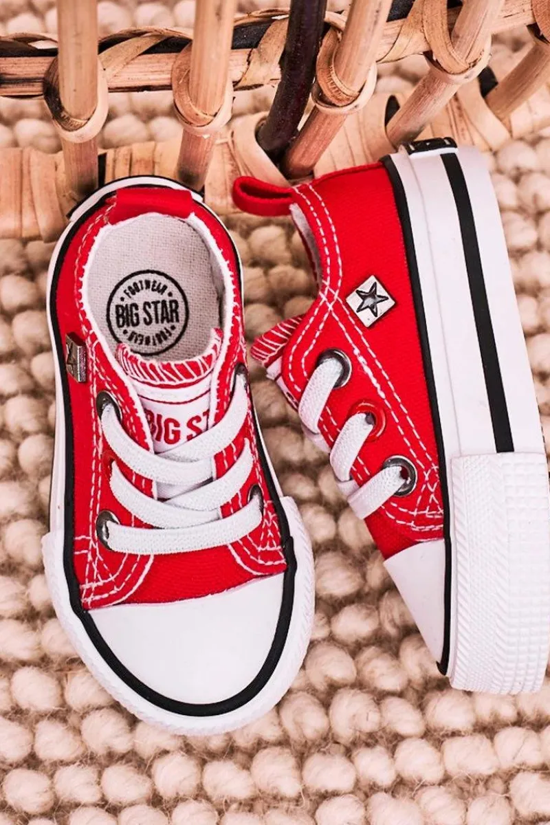 Chłopięce|Dziewczęce>Big Star Shoes Dziecięce Klasyczne Niskie Trampki BIG STAR HH374196 Czerwone Czerwony