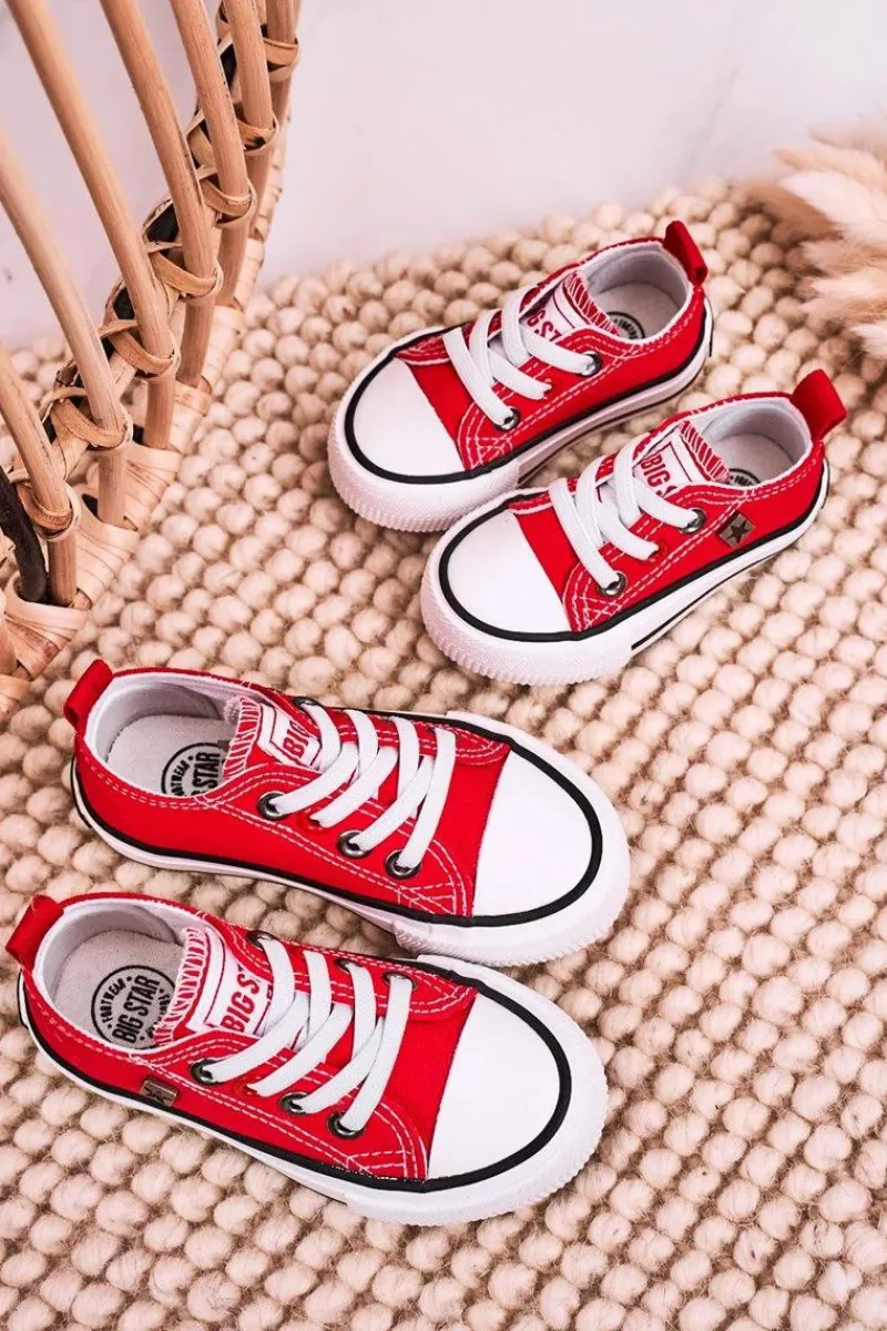 Chłopięce|Dziewczęce>Big Star Shoes Dziecięce Klasyczne Niskie Trampki BIG STAR HH374196 Czerwone Czerwony