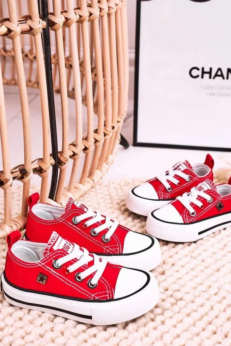 Chłopięce|Dziewczęce>Big Star Shoes Dziecięce Klasyczne Niskie Trampki BIG STAR HH374196 Czerwone Czerwony