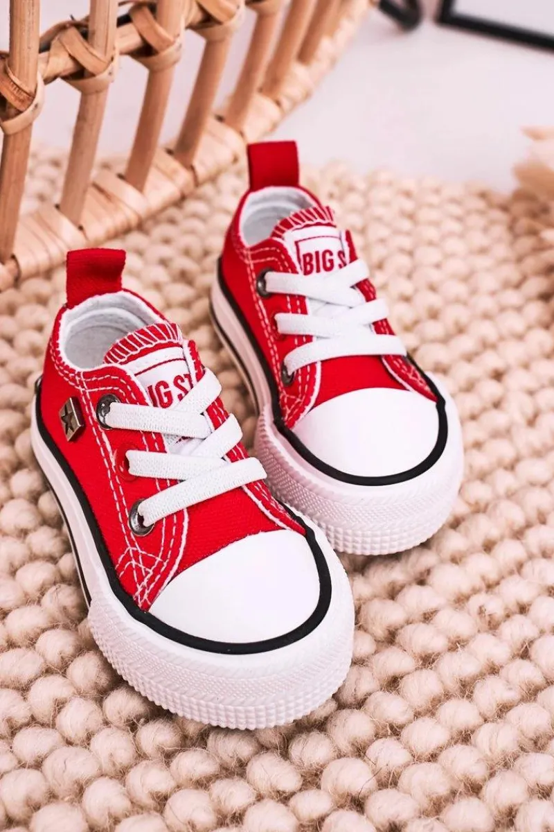 Chłopięce|Dziewczęce>Big Star Shoes Dziecięce Klasyczne Niskie Trampki BIG STAR HH374196 Czerwone Czerwony