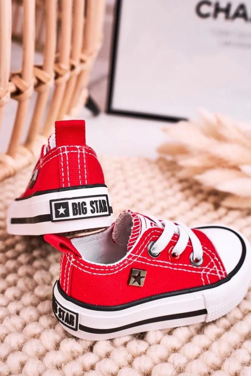 Chłopięce|Dziewczęce>Big Star Shoes Dziecięce Klasyczne Niskie Trampki BIG STAR HH374196 Czerwone Czerwony