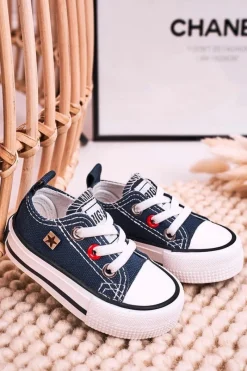 Sale Dziecięce Klasyczne Niskie Trampki BIG STAR HH374195 Granatowe Dzieci Chłopięce|Dziewczęce