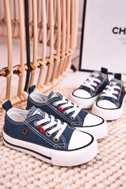 Sale Dziecięce Klasyczne Niskie Trampki BIG STAR HH374195 Granatowe Dzieci Chłopięce|Dziewczęce