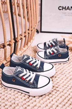 Sale Dziecięce Klasyczne Niskie Trampki BIG STAR HH374195 Granatowe Dzieci Chłopięce|Dziewczęce