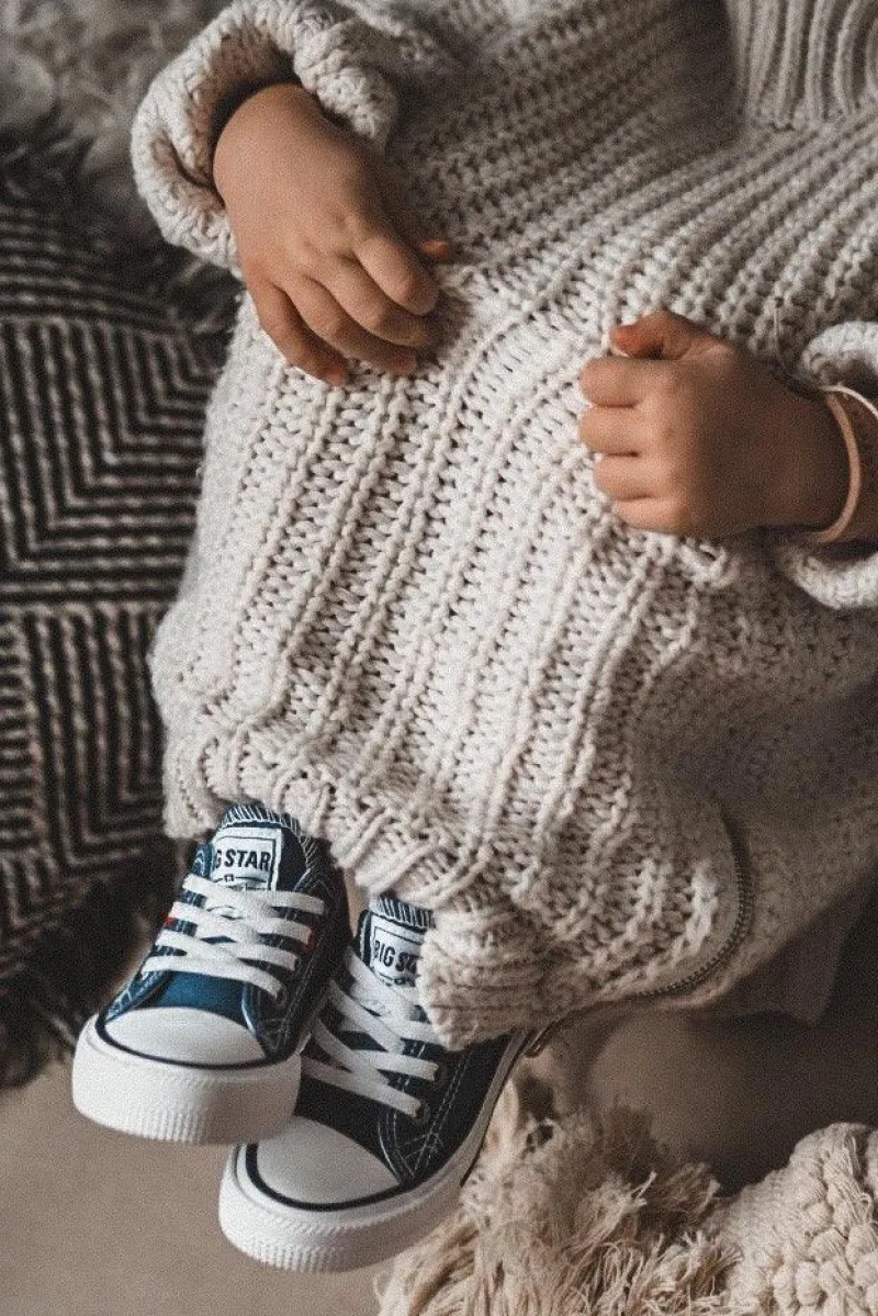 Sale Dziecięce Klasyczne Niskie Trampki BIG STAR HH374195 Granatowe Dzieci Chłopięce|Dziewczęce