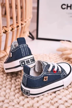 Sale Dziecięce Klasyczne Niskie Trampki BIG STAR HH374195 Granatowe Dzieci Chłopięce|Dziewczęce