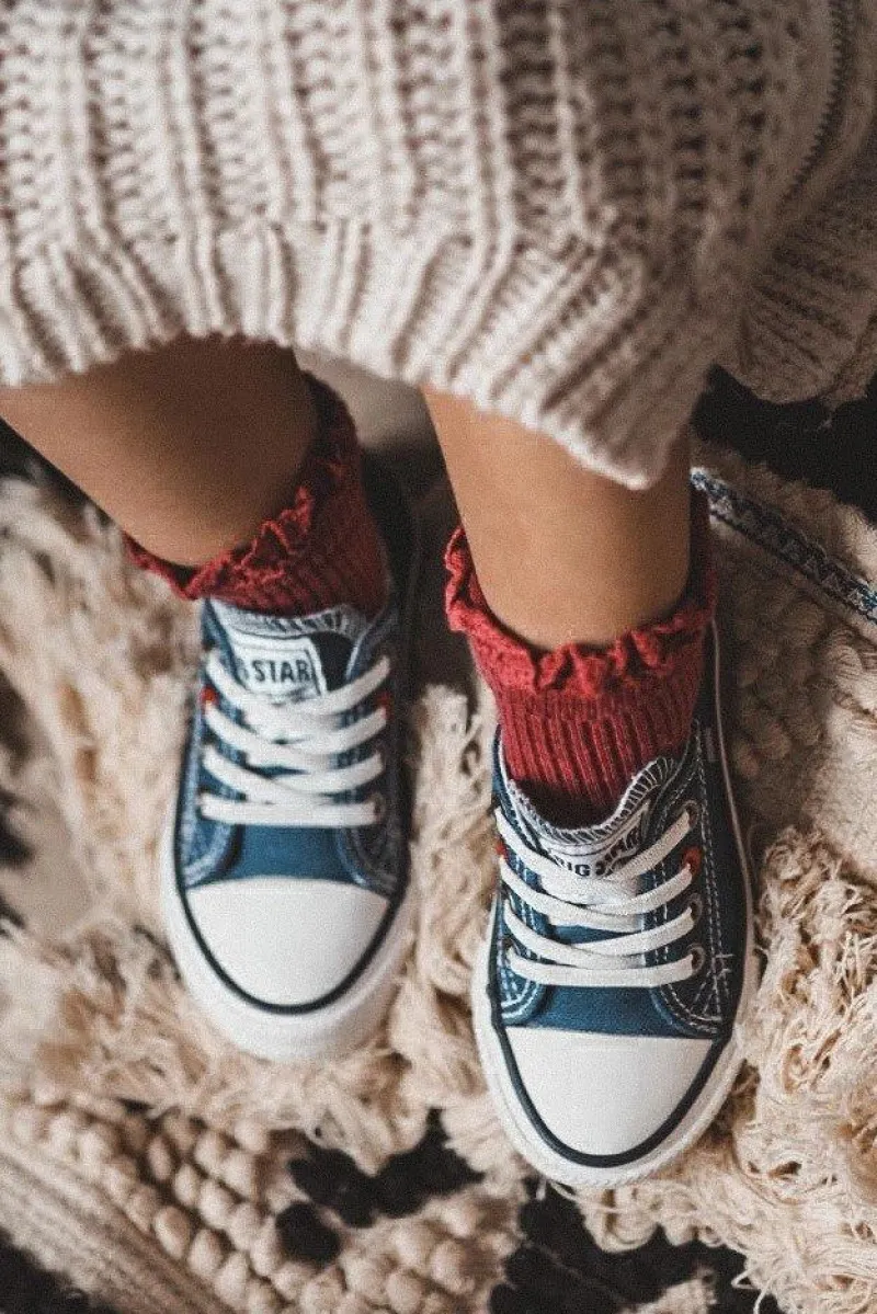 Sale Dziecięce Klasyczne Niskie Trampki BIG STAR HH374195 Granatowe Dzieci Chłopięce|Dziewczęce