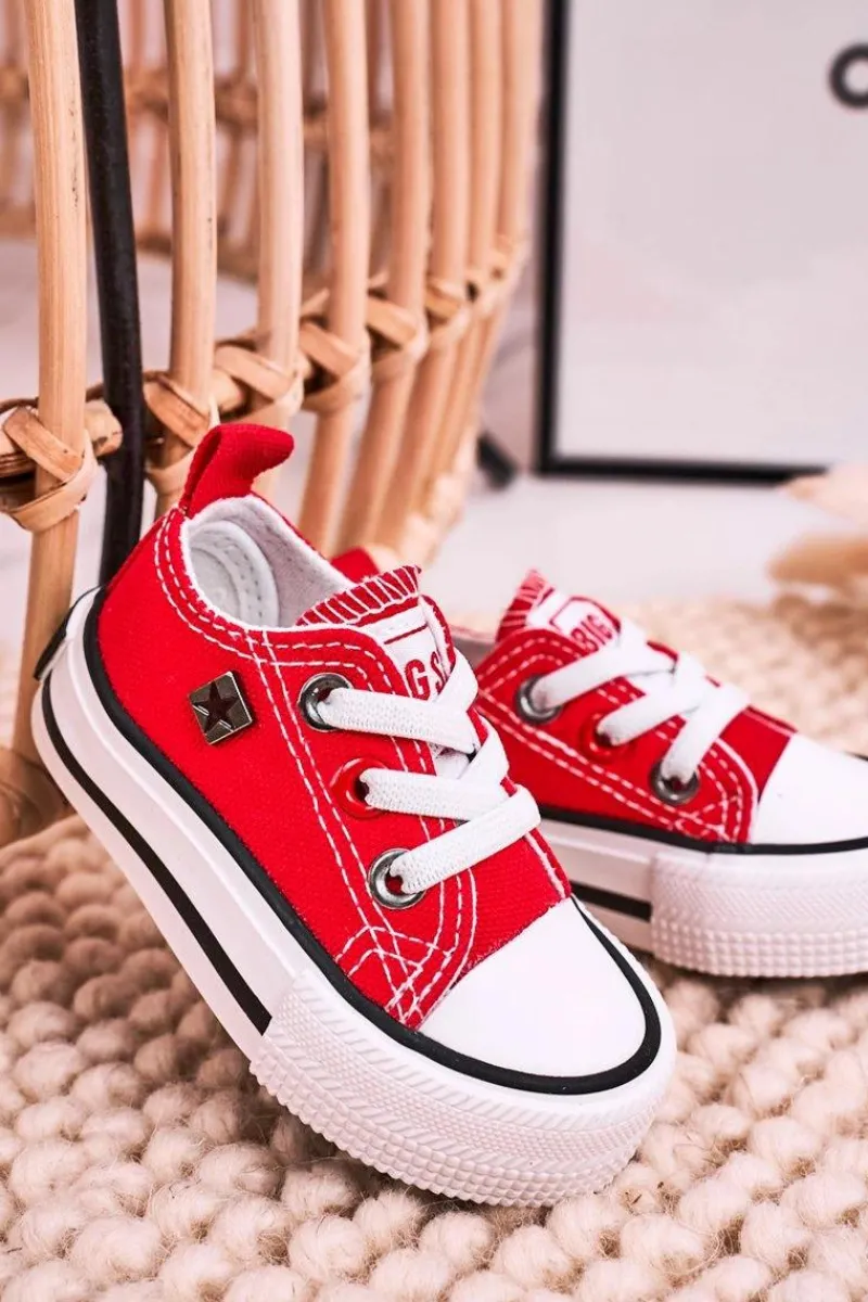 Chłopięce|Dziewczęce>Big Star Shoes Dziecięce Klasyczne Niskie Trampki BIG STAR HH374092 Czerwone