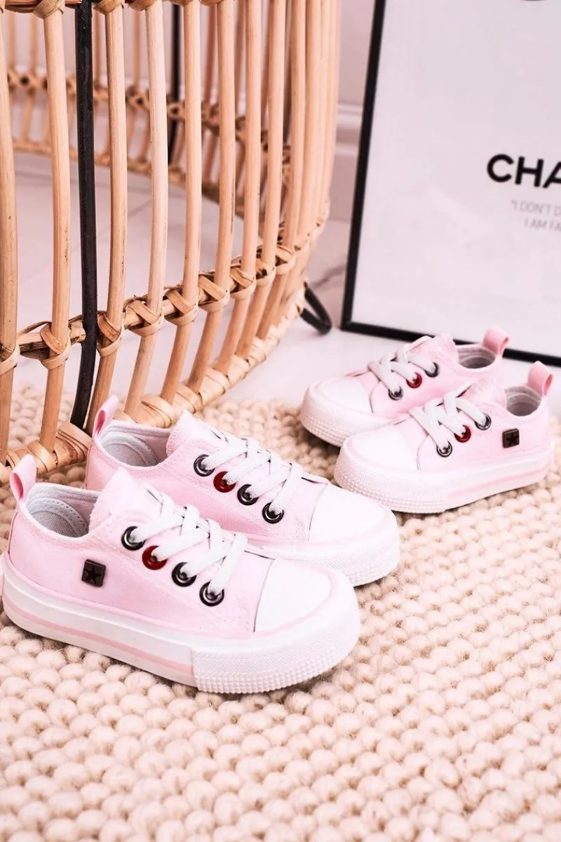 Discount Dziecięce Klasyczne Niskie Trampki BIG STAR HH374197 Różowe Dzieci Chłopięce|Dziewczęce