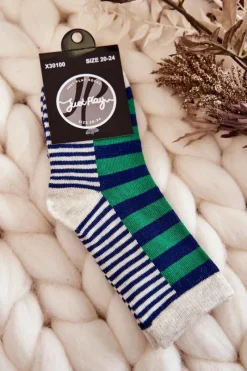 Outlet Dziecięce Klasyczne Skarpety W Pasy I Paseczki Zielone Skarpetki|Skarpetki