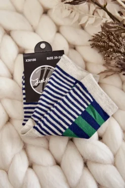 Outlet Dziecięce Klasyczne Skarpety W Pasy I Paseczki Zielone Skarpetki|Skarpetki