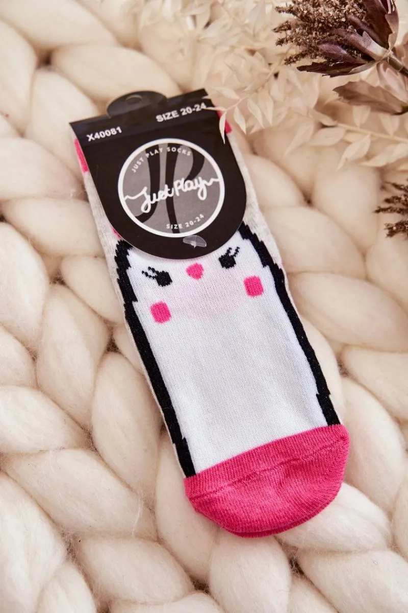 Clearance Dziecięce Klasyczne Skarpety Bawełniane Szaro-Różowe Skarpetki|Skarpetki