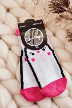 Clearance Dziecięce Klasyczne Skarpety Bawełniane Szaro-Różowe Skarpetki|Skarpetki