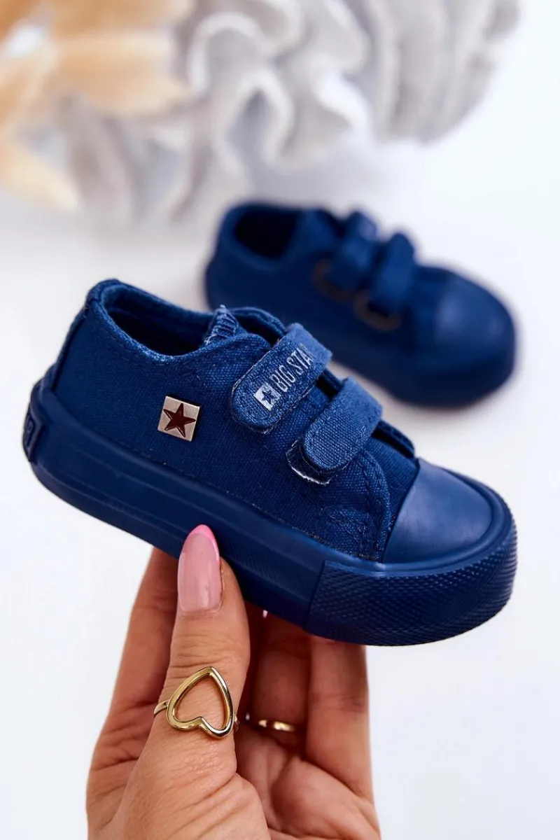 Hot Dziecięce Klasyczne Trampki BIG STAR JJ374039 Granatowe Dzieci Chłopięce|Dziewczęce